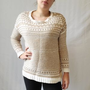 Old Navy Fair Isle Sweater Medium Gold White
